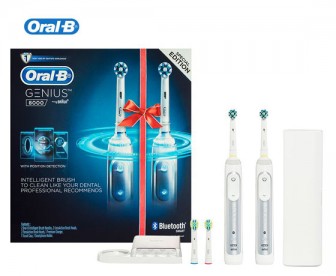 Oral-B 博朗欧乐B 成人3D声波亮白电动牙刷 星光银 Genius 8000型 专业护理带蓝牙(电动牙刷 2支+替换刷头 4个+充电座 1个) Oral-B 博朗欧乐B 成人3D声波亮白电动牙刷 星光银 Genius 8000型 专业护理带蓝牙(电动牙刷 2支+替换刷头 4个+充电座 1个)